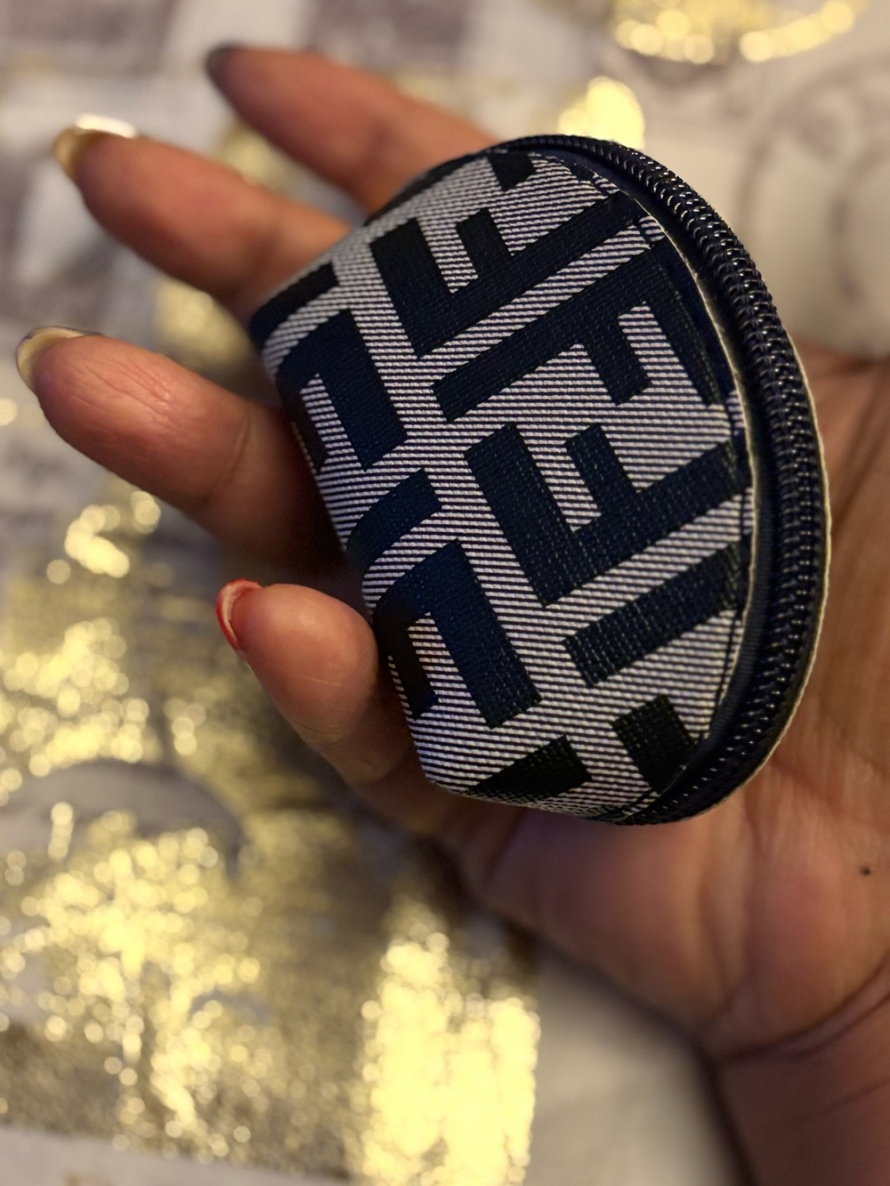 Small Black and Gray FF Logo Zip Pouch - Picture 2 of 3